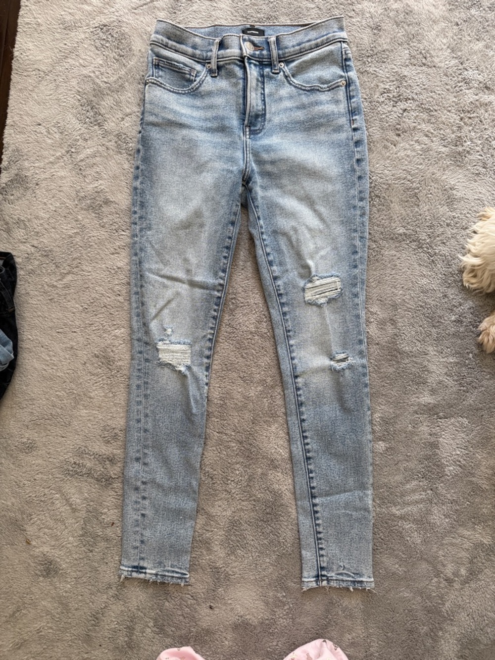 Express skinny Mid Rise Hyper Sculpt Hyper Stretch Light Wash Distressed Jeans